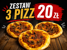 Zestaw 3 pizz! Każda kolejna 6zł. Kliknij aby wybrać 